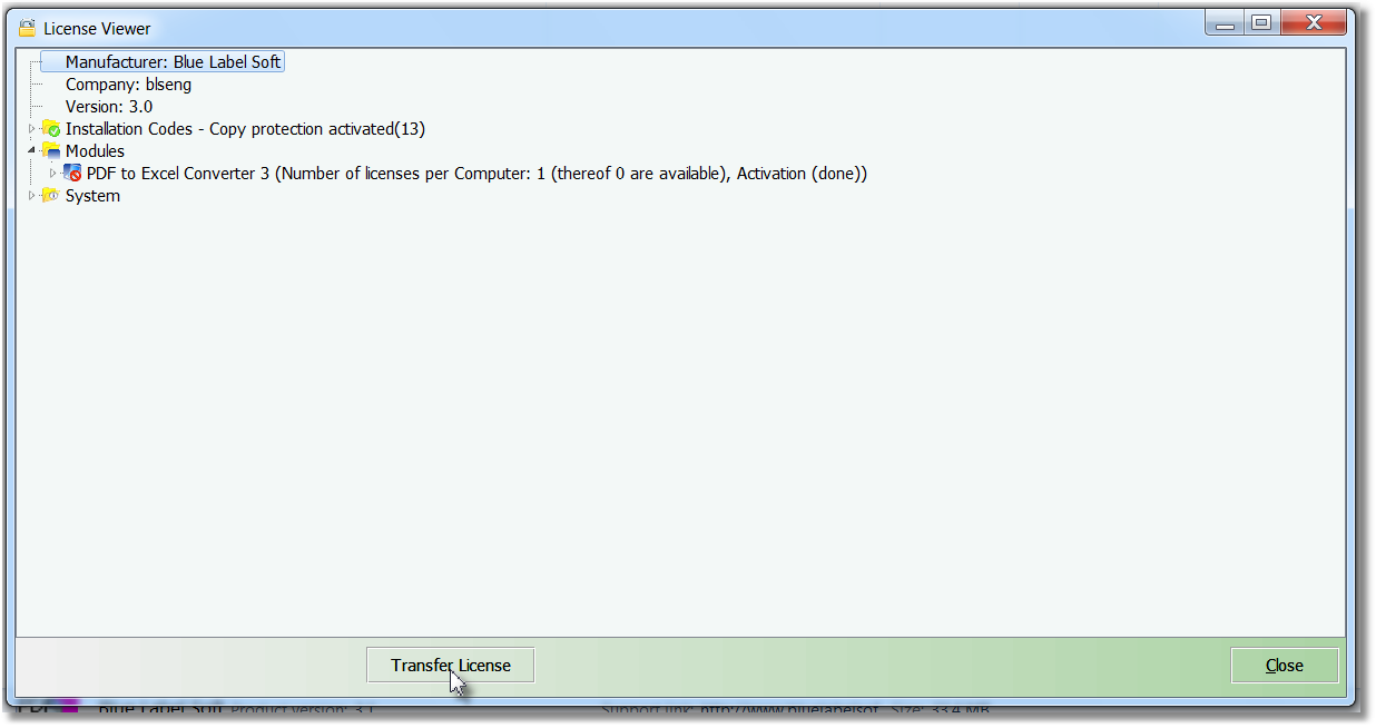 Confirm transfer license